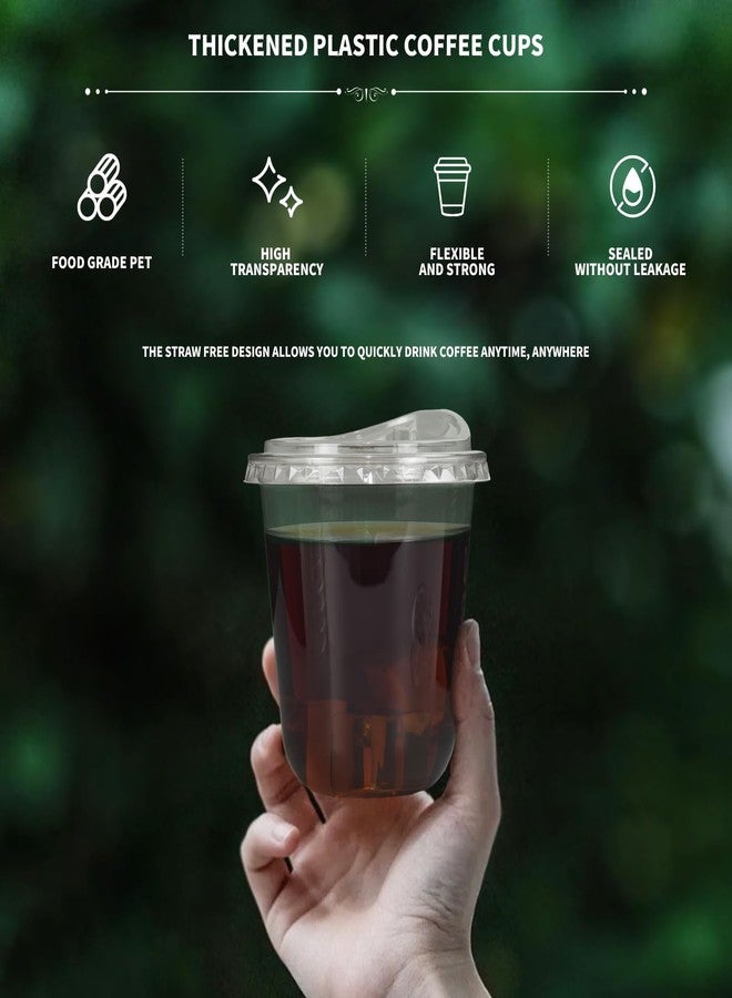 Xlong 50 Sets Clear Plastic Cups with Strawless Sip Lids 12 Oz Disposable Round Bottom Iced Coffee Cups with Lids and Inspiring Stickers for Cold Drinks,Juice, Bubble Boba Tea,Smoothie, To Go Cup - Image 5